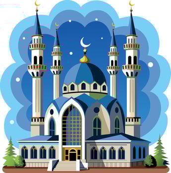 A flat illustration of russian kul sharif mosque vector