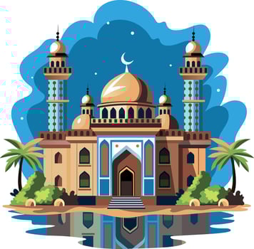 A flat style illustration of cultural masjid vector