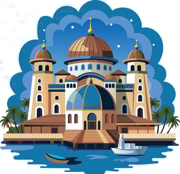 Muslim worship place flat illustration vector