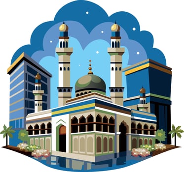 Flat illustration depicting masjid al haram vector