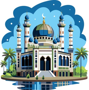 A flat style illustration of beautiful medieval mosque vector