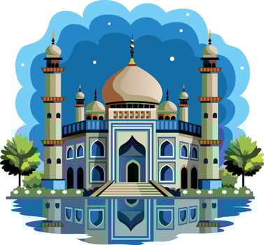 Sultan omar mosque, flat illustration vector