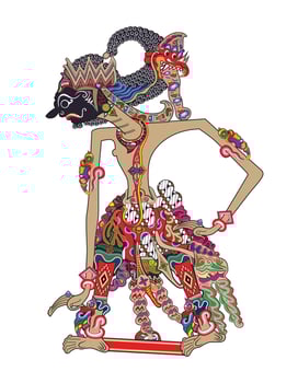 Wayang puppet, Antareja character, Indonesian shadow puppet show, illustration style. vector