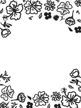 Black and White Hand Drawn Floral Frame Transparent png