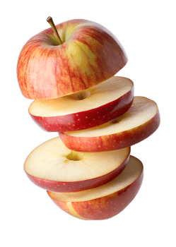Apples slices Floating in mid-air isolated on transparent background png