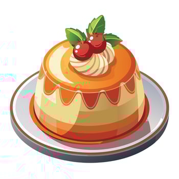 Delightful Christmas dessert with cherries and mint leaves vector