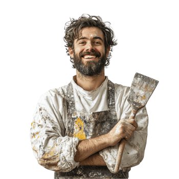 crafts men hold tools on transparent background png