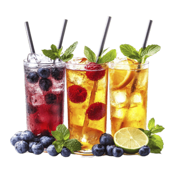 Colorful cocktails drink on transparent background png