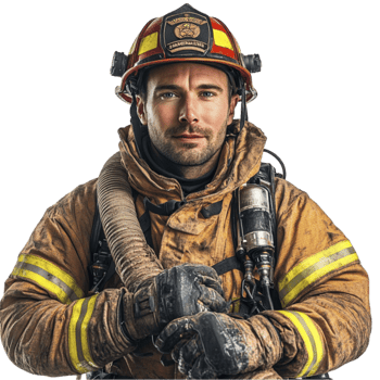 firefighter men Isolated on transparent background png
