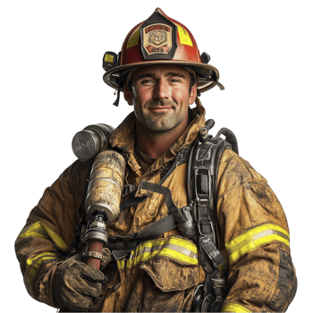 firefighter men Isolated on transparent background png