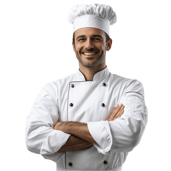 happy chef wear uniform transparent background png