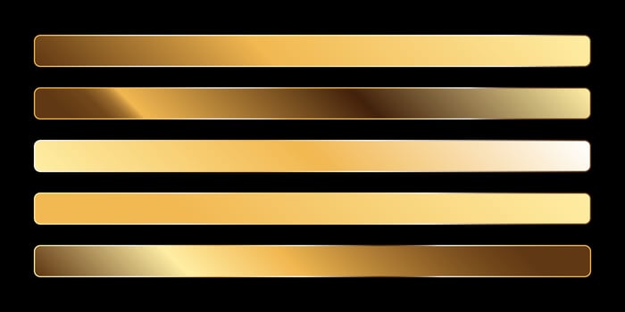 Premium metallic gold gradient stripes swatches palette set design vector