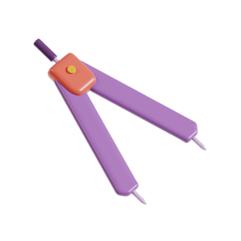 A purple compass tool used for drawing circles and measuring distances in geometry. png