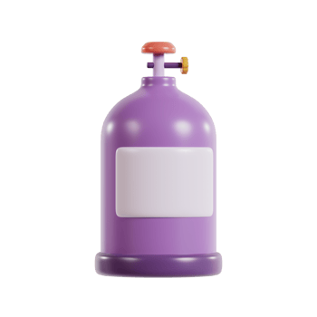 A purple gas cylinder with a valve, typically used for storing gases. png