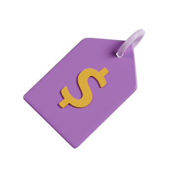 A purple price tag featuring a dollar sign, symbolizing commerce and pricing. png