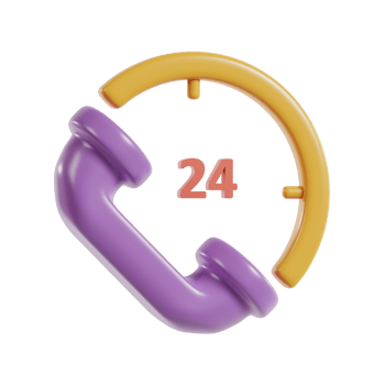 A stylized phone icon with a 24-hour indicator, suggesting constant availability. png