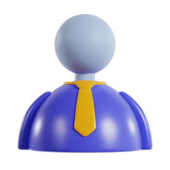 A stylized 3D figure representing a professional with a tie and a rounded base. png