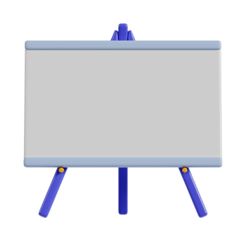A blank easel board designed for presentations and brainstorming sessions. png