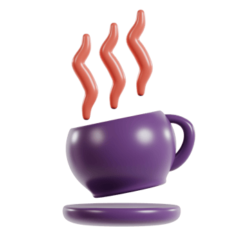 A purple coffee cup with steam rising, suggesting warmth and inviting aroma. png