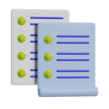 Two stylized notepads with lines and buttons for note-taking or task management. png