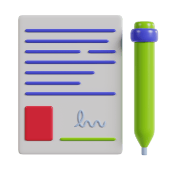 A colorful document with lines and a pen, symbolizing writing or note-taking. png