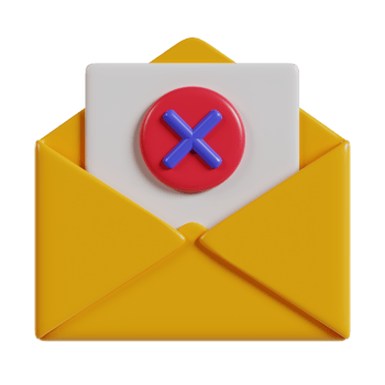 A 3D-rendered yellow envelope with a white letter and a red cross symbol. png