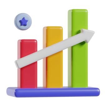 A colorful bar graph with an upward trend, symbolizing growth and data analysis. png