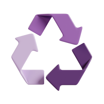 A stylized purple recycling symbol representing sustainability and environmental awareness. png