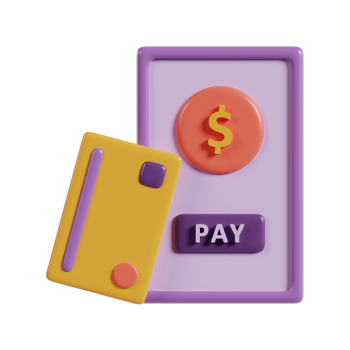 A colorful 3D representation of a payment card and a payment terminal. png