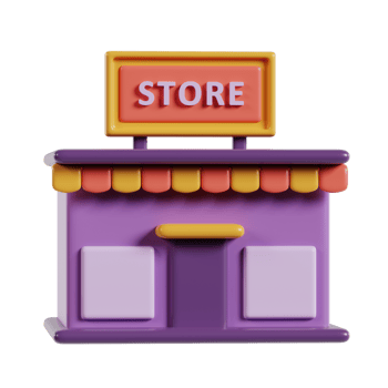 A colorful, stylized store building with a sign labeled store and a welcoming facade. png