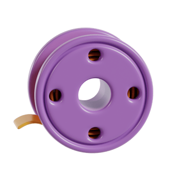 A purple spool with a hole in the center, possibly for holding thread or wire. png