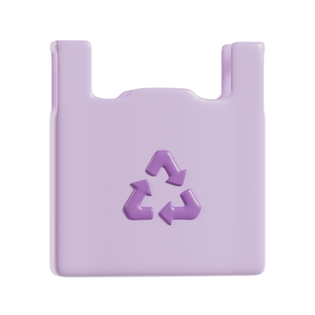 A purple recycling bag featuring a recycling symbol, emphasizing eco-friendliness. png