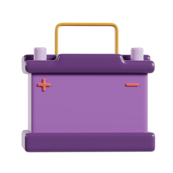 A purple battery with a yellow handle, representing energy storage and power supply. png