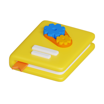 A colorful, playful notebook with gears, designed for creative ideas and organization. png