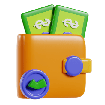 A colorful wallet containing cash, symbolizing finance and savings. png