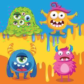Cute monster friends. Beautiful monster. Cartoon hero.Print vector