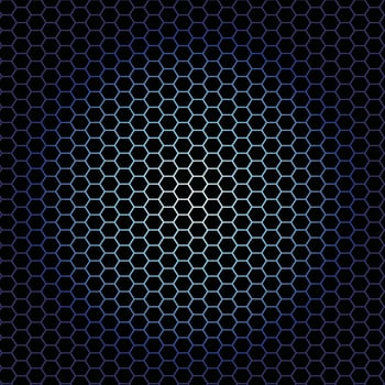 Honeycomb background glowing blue. Dark background. Carbon seamless vector
