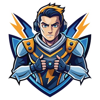 a male gamer with headphones on his head vector