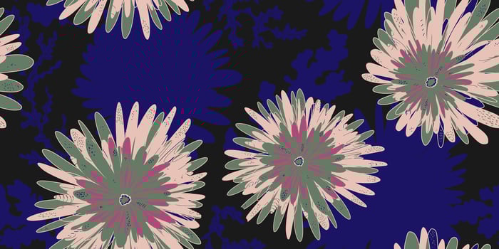 a floral pattern with pink and blue flowers vector