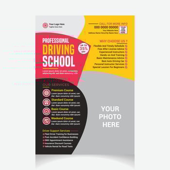 Professional Driving school flyer modern design template vector