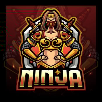 Ninja girls mascot esport logo design vector