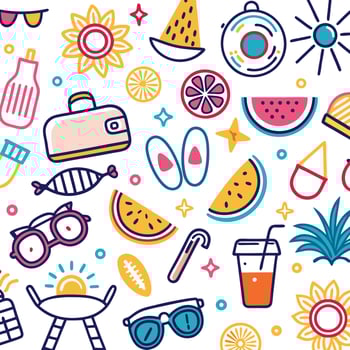summertime icons illustration vector