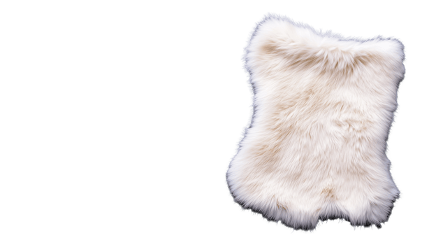 Soft White Fur Piece on Transparent Background for Textures and Designs png