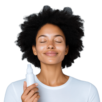 Woman Holding Skincare Spray on Transparent Background for Beauty and Wellness png