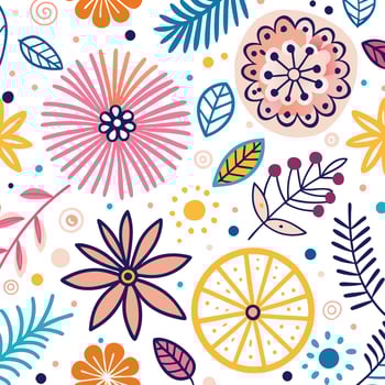 floral seamless pattern with colorful flowers and leaves vector