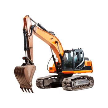 Realistic excavator on transparent background png