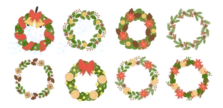 Collection of Festive Christmas wreath vector