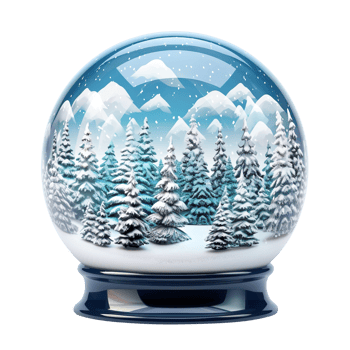 snow globe with snow isolated on transparent background png
