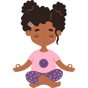 Thoughtful afro american girl in lotus pose meditates png