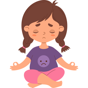 Thoughtful sad girl meditates png